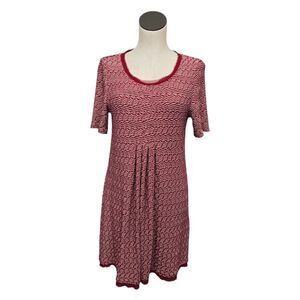 Maeve Anthropologie Wavy Textured Red and White Striped Mini Dress‎ Size Medium